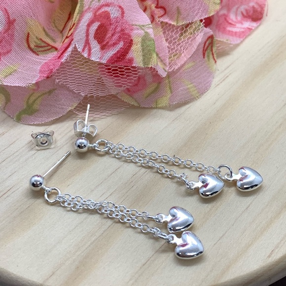 Silver Heart Earrings - Picture 4 of 4